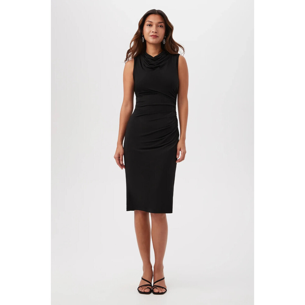 Trina Turk Spruce Midi Dress Women's S Black Jersey Sleeveless Cowl Neck RED409
